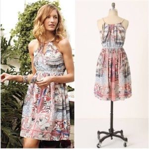 ANTHROPOLOGIE FLORET Castlelake Halter Rope Dress